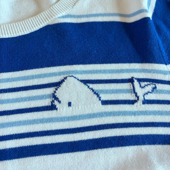 Talbots Women's XL Crewneck Sweater Blue White Striped Whale - Picture 3 of 9